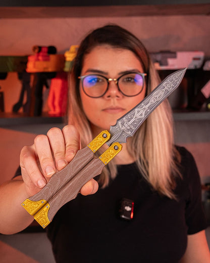 Özel Motifli Kelebek Bıçak